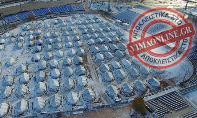 Καλυμμένες απο χιόνι οι σκηνές των προσφύγων